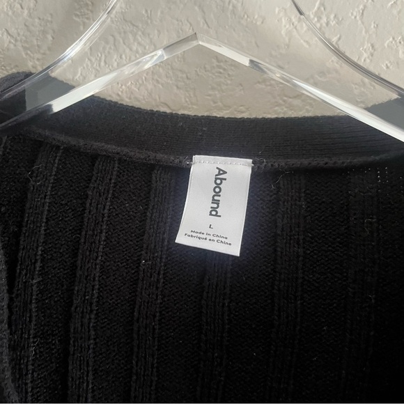 ABOUND Long Sleeve Ribbed Cropped Cardigan Black Size Large - Picture 5 of 10